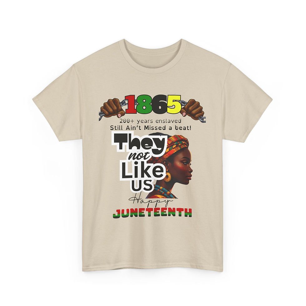 Thumbnail: Juneteenth T-shirt design: "1865, over 246 years enslaved, but didn't miss a beat. They not like us." 