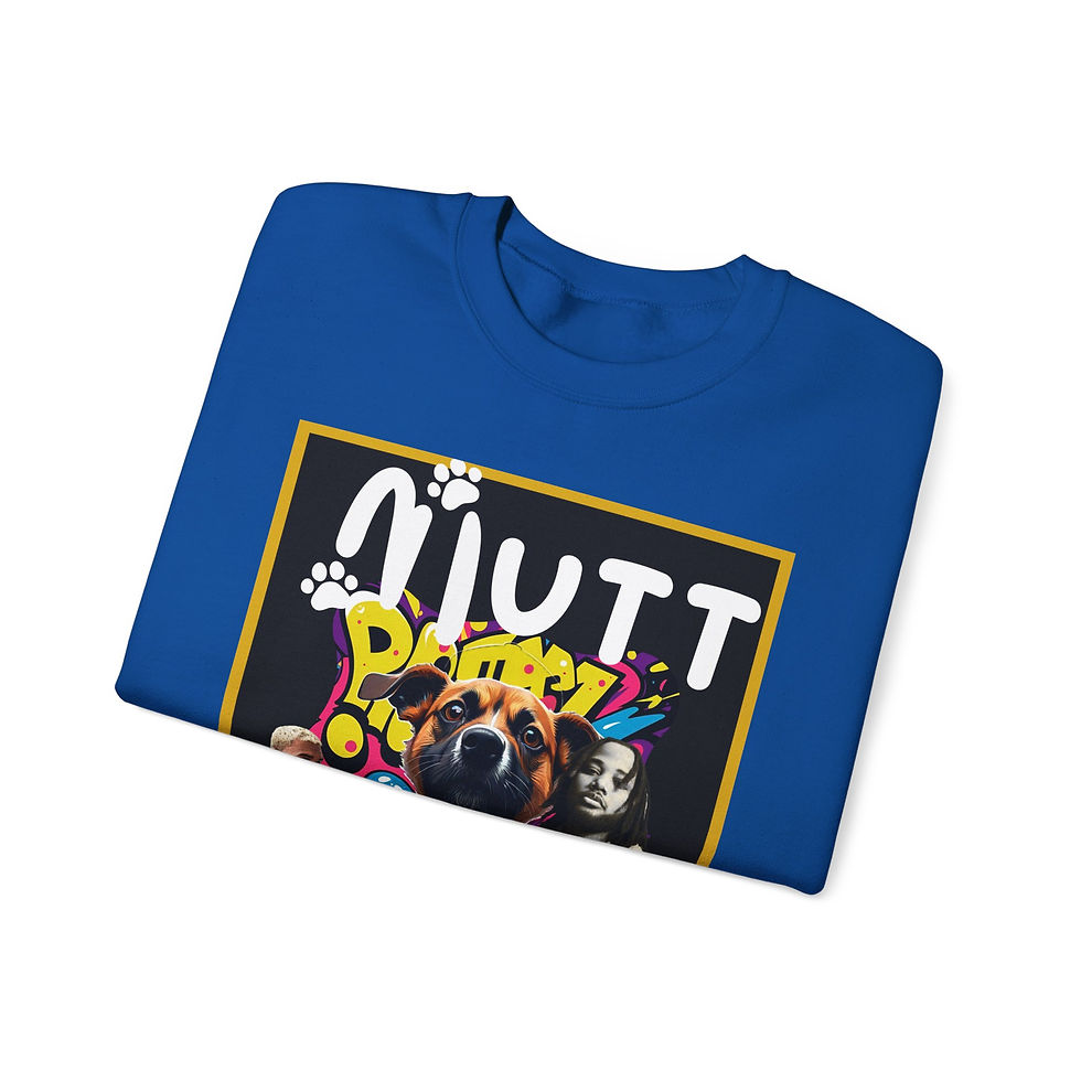 Thumbnail: Blue T-shirt with "MUTT" and playful dog design
