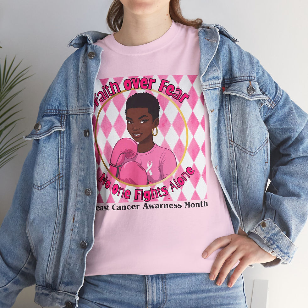 Thumbnail: Supportive Breast Cancer Awareness Tee - Faith Over Fear Design