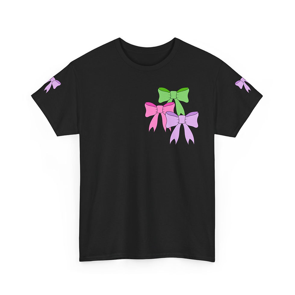 Thumbnail: Black tee with three pastel bows