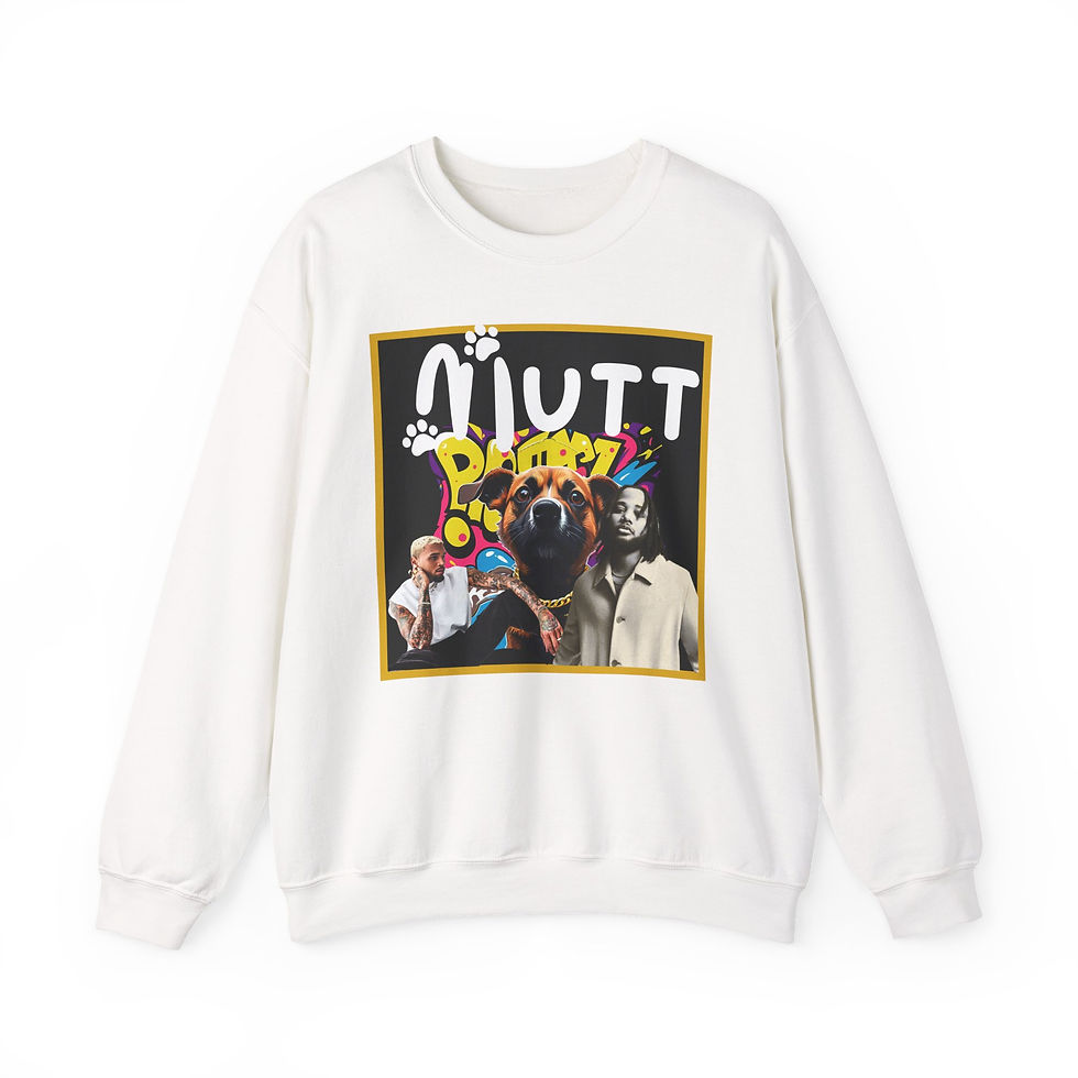 Thumbnail: White sweatshirt with "MUTT PERFECT" design