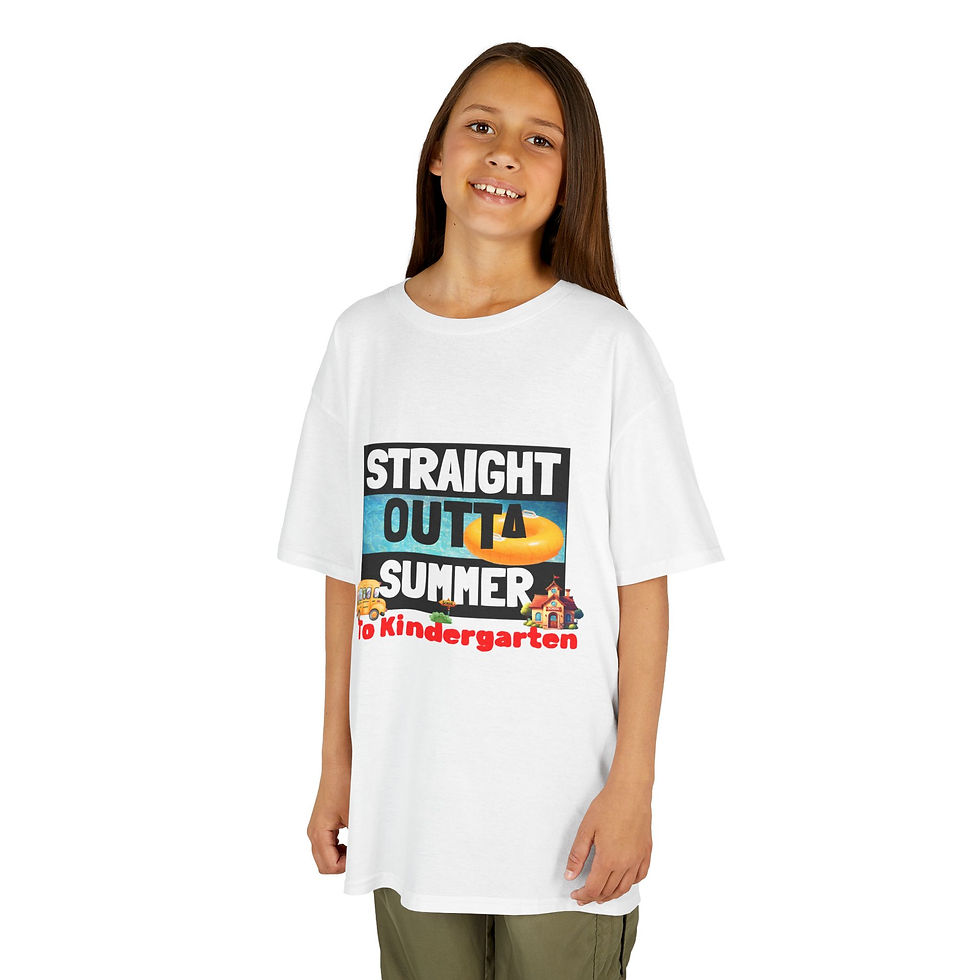Thumbnail: Girl wearing white "Straight Outta Summer" tee