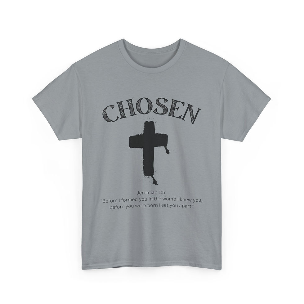 Thumbnail: Gray tee shirt with CHOSEN and cross