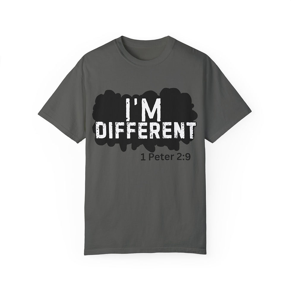 Thumbnail: Gray T-shirt with "I'M DIFFERENT" and 1 Peter 2:9