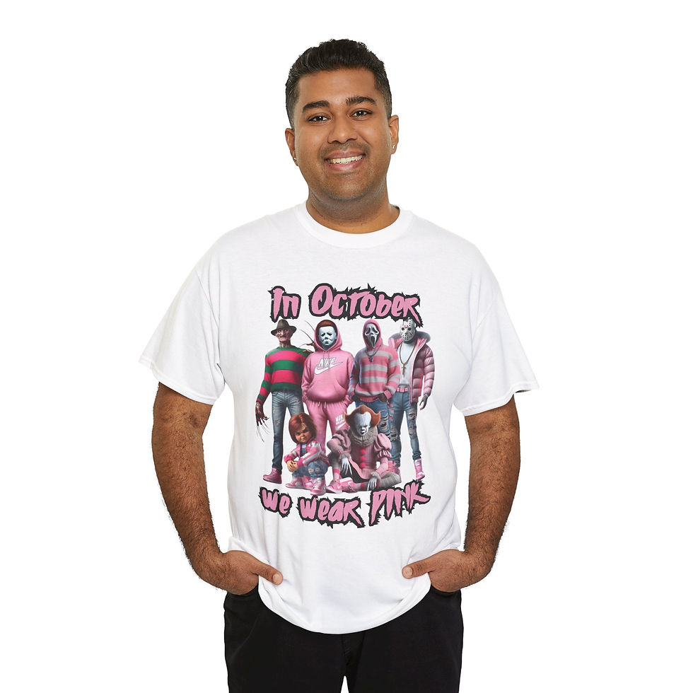Thumbnail: Unisex Heavy Cotton Tee - October Vibes, We Wear Pink,Style