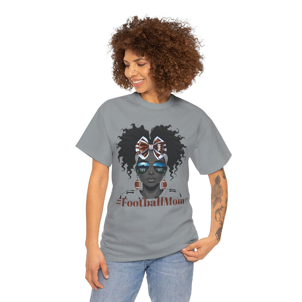 Thumbnail: Woman modeling gray Football Mama tee