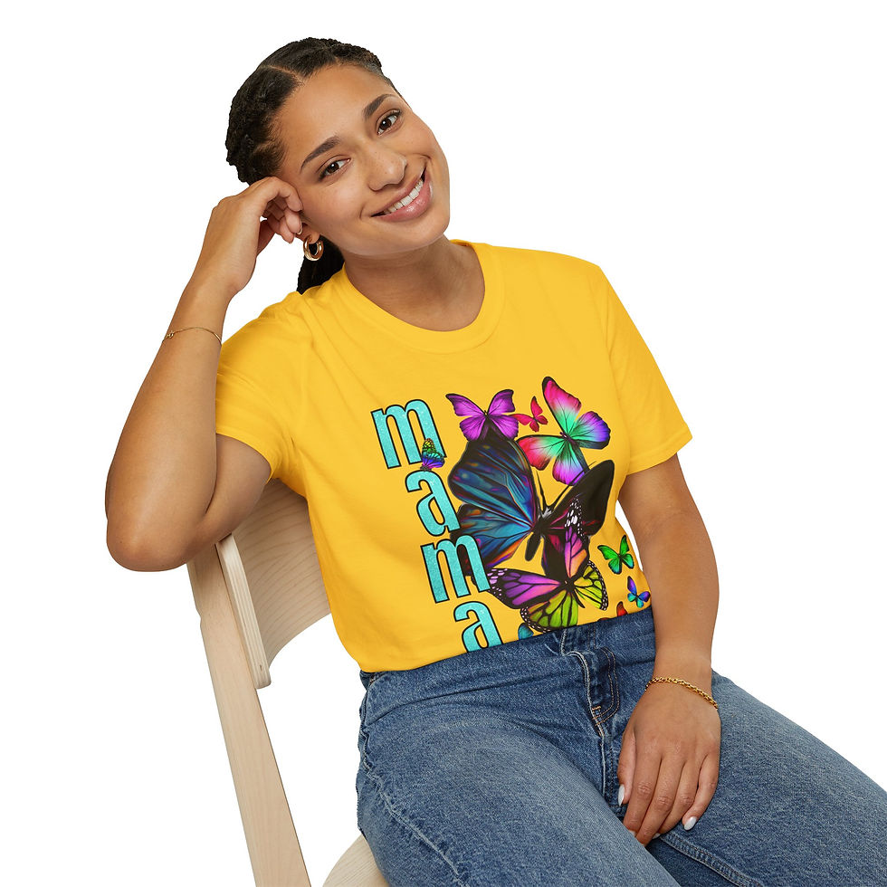 Thumbnail: Woman in yellow butterfly Mama tee
