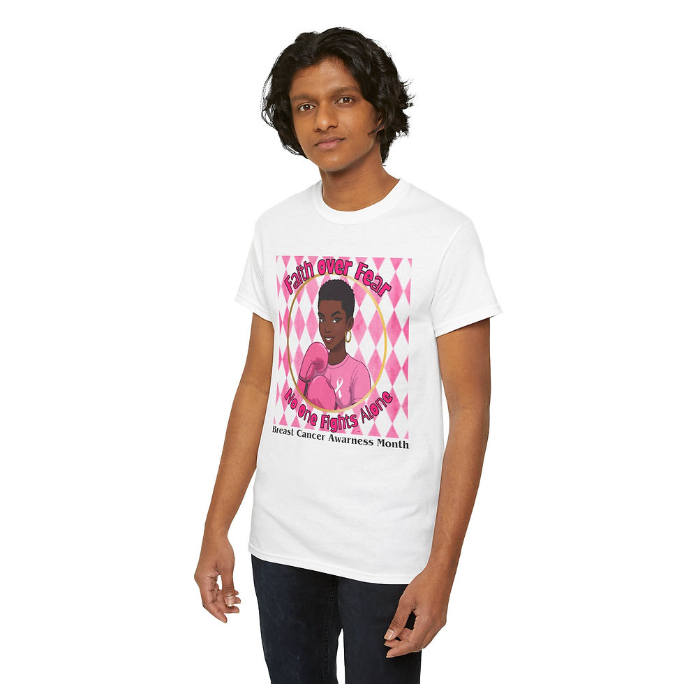 Thumbnail: Supportive Breast Cancer Awareness Tee - Faith Over Fear Design