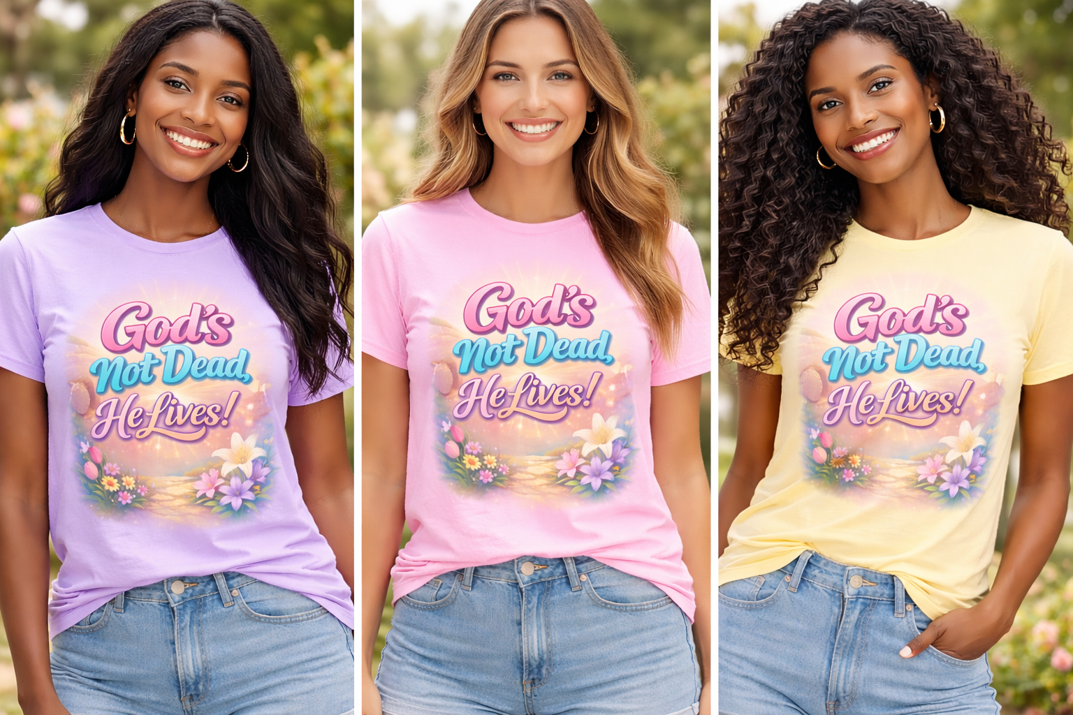 "God's Not Dead, He Lives!" Easter Christian Faith Graphic Tee