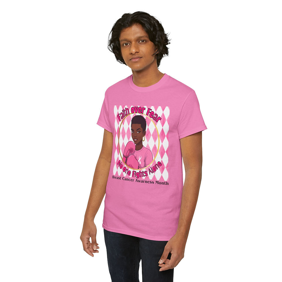 Thumbnail: Supportive Breast Cancer Awareness Tee - Faith Over Fear Design
