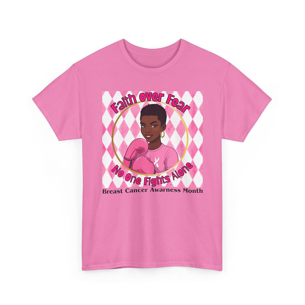 Thumbnail: Supportive Breast Cancer Awareness Tee - Faith Over Fear Design