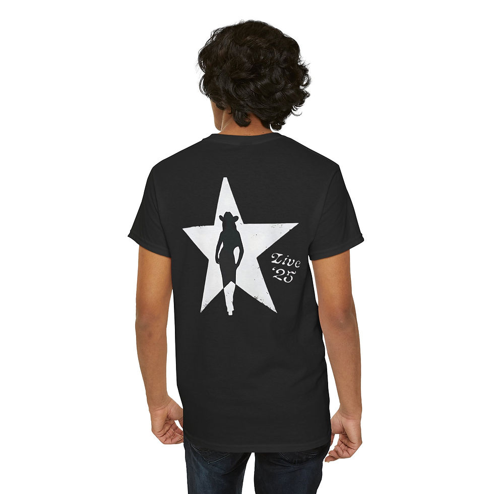 Thumbnail: Unisex black tee, cowgirl star design