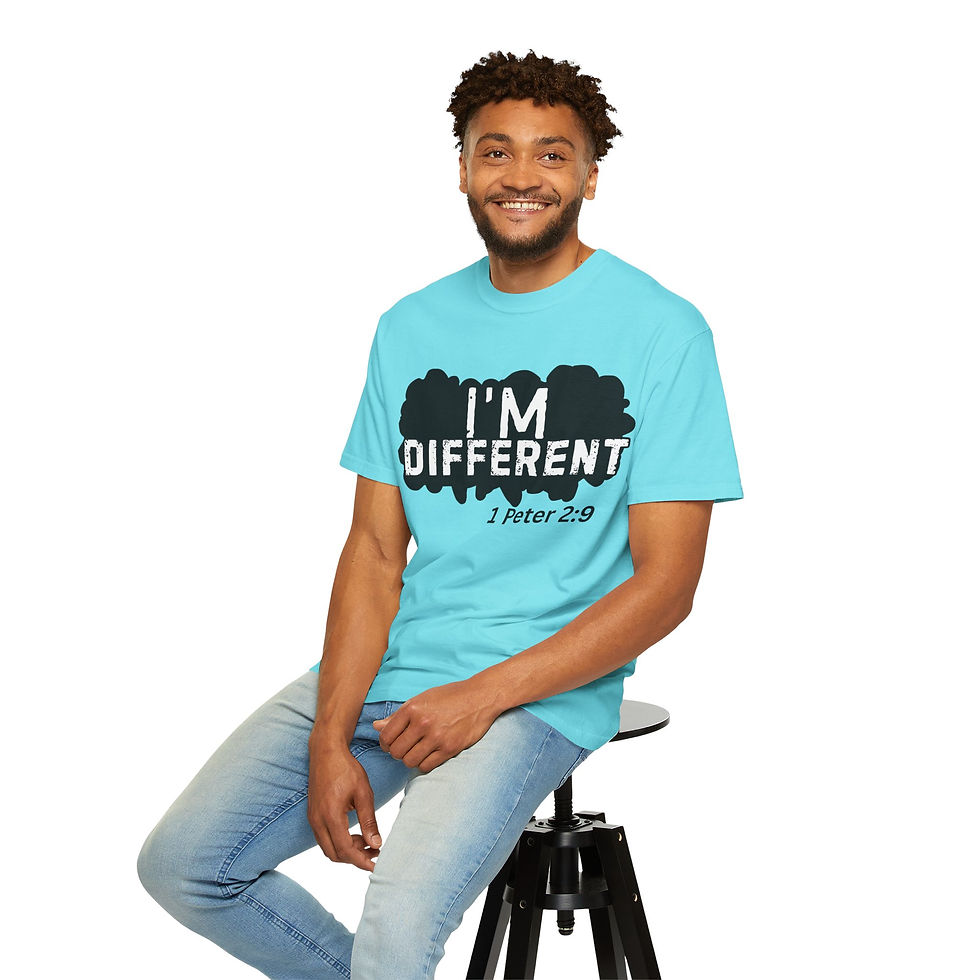 Thumbnail: Man in light blue "I'm Different" T-shirt