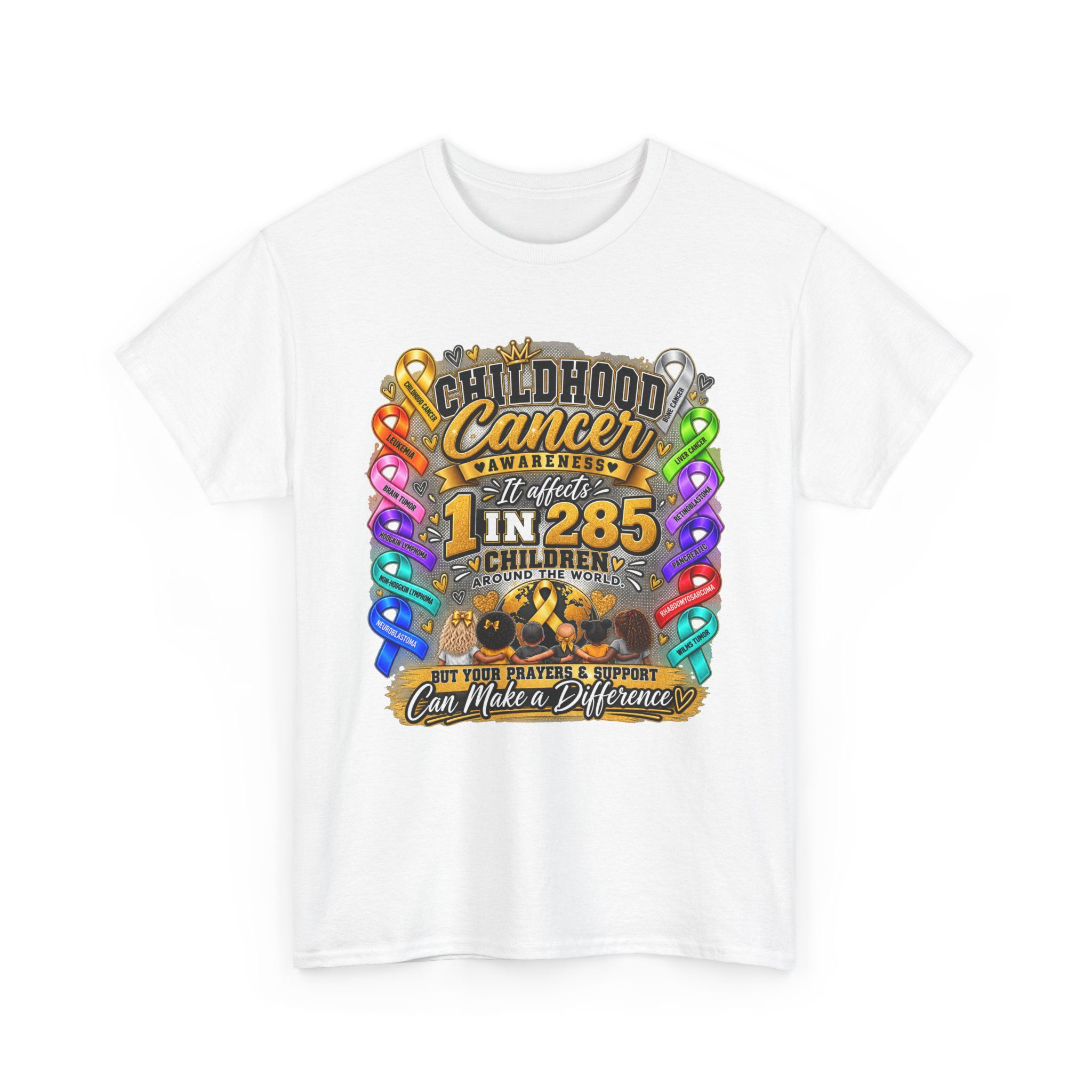 Childhood Cancer Awareness Tee, Rainbow Ribbon Support Shirt