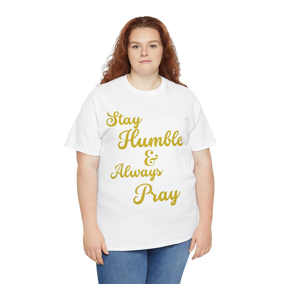 Thumbnail: Woman in WDNC club women's tee, Stay Humble & Always Pray
