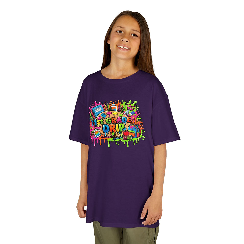 Thumbnail: 1st Grade Drip Kids T-Shirt — Colorful Back-to-School Tee