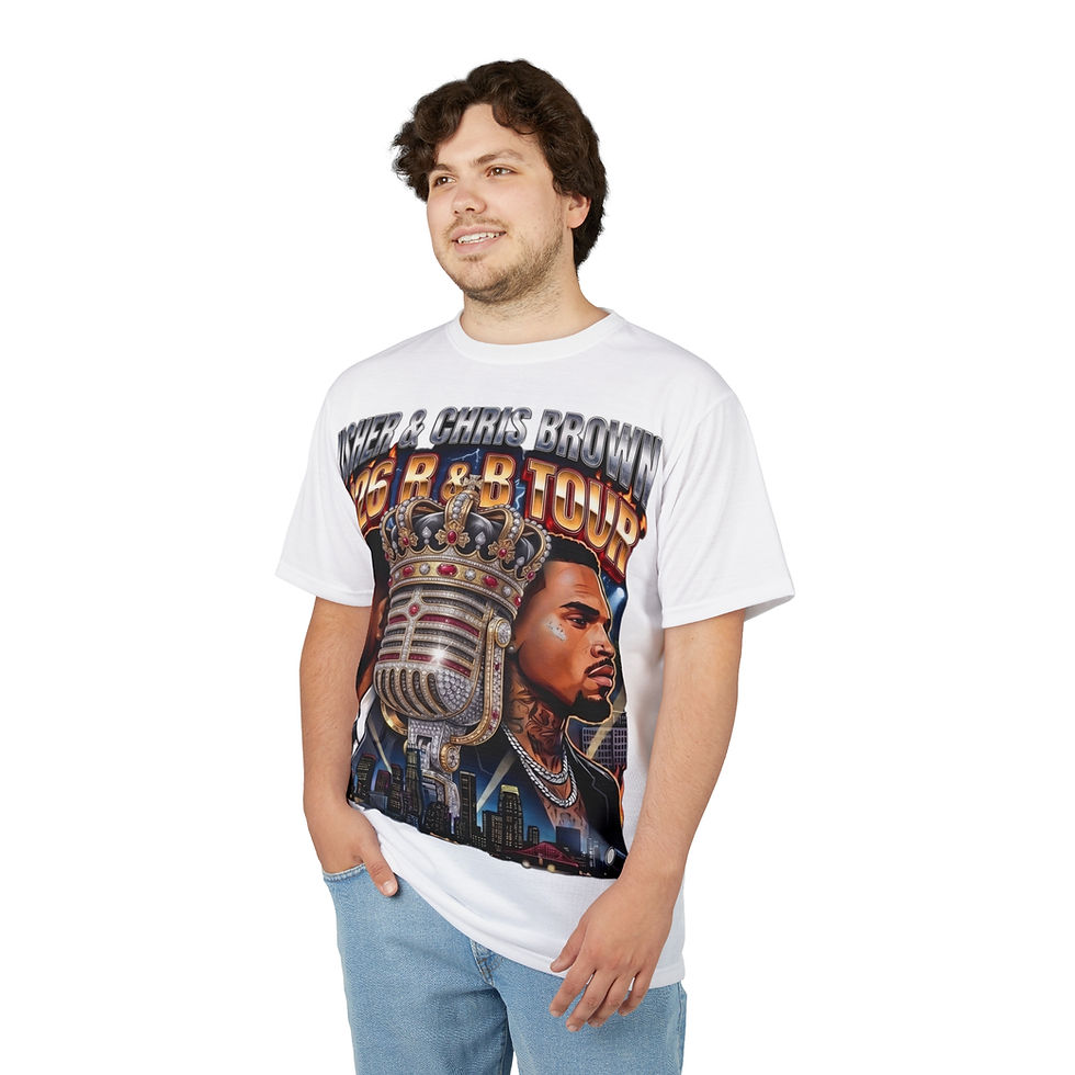 Thumbnail: 2026 R&B Tour Graphic Tee - Vintage Microphone & Portraits Concert Shirt