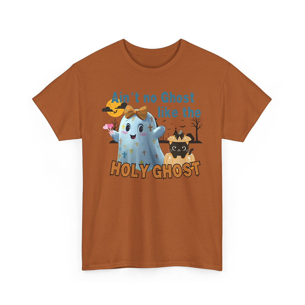 Thumbnail: Cute Ghost Graphic Tee, Halloween T-Shirt, 