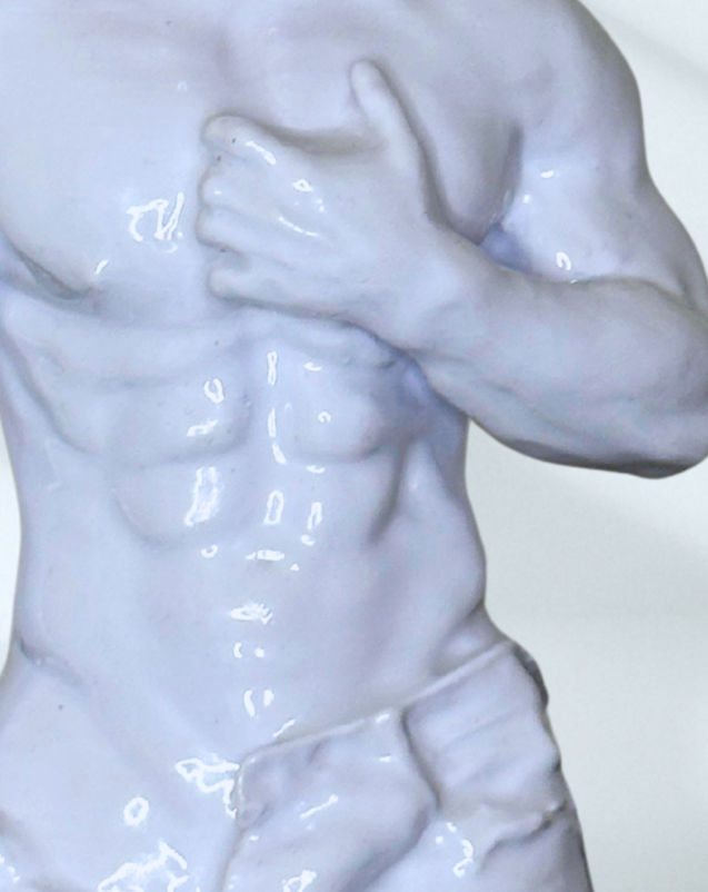 MARIO by PORNOBUNNY, close-up of a male torso sculpture