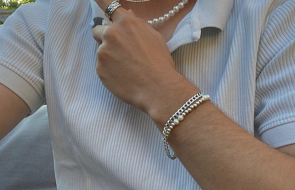 Miniaturbild: Perlenarmband mit Sterlingsilberperlen gemischt