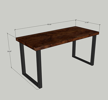 62 Screws custom Black Walnut office desk with metal legs