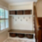 62 Screws painted Mudroom Built-In with White Oak bench