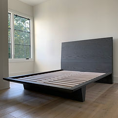 62 Screws premium custom grey modern bed frame in solid White Oak