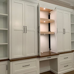 62 Screws custom built-in floating shelves with adjustable lighting installed locally in North Atlanta