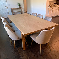 62 Screws custom mid century modern dining table in natural White Oak