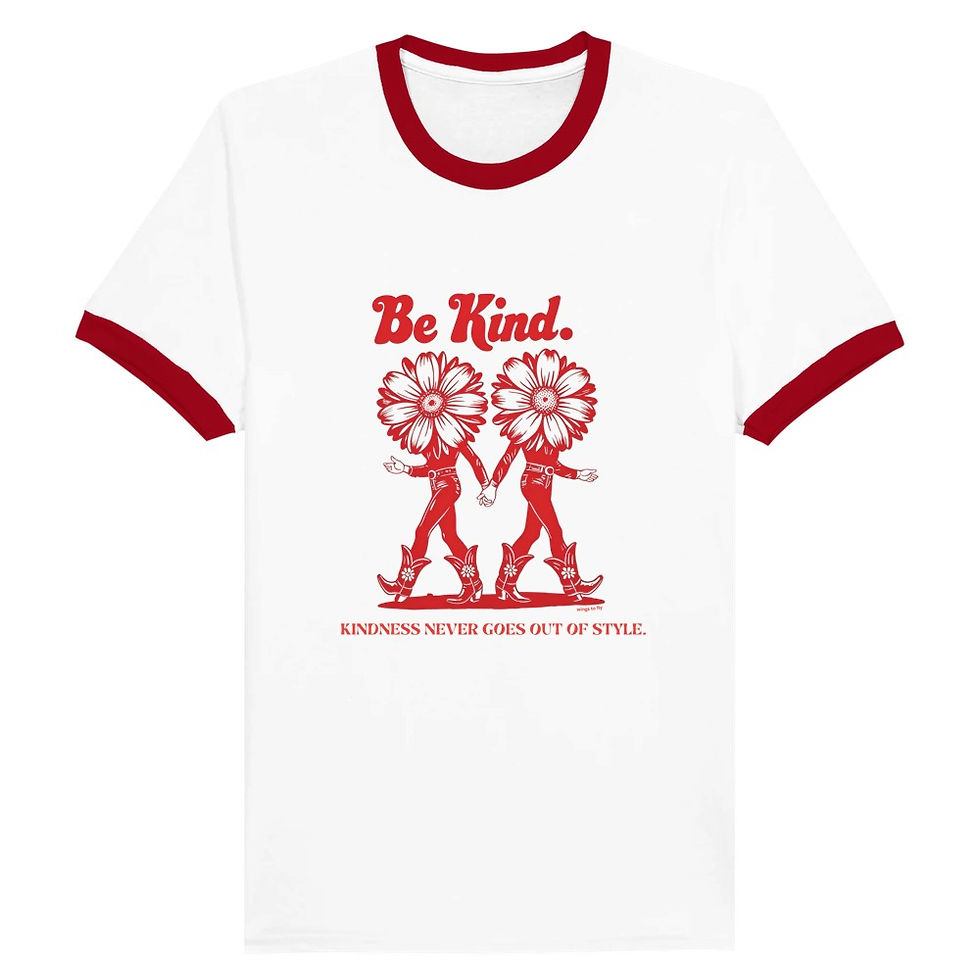 Thumbnail: Be Kind Ringer T-Shirt 70s Style 100% Katoen