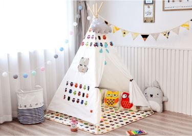 Thumbnail: Cort copii stil indian Teepee Tent Owl BathVision, 120x120x145 Alb