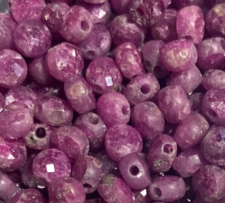 Ruby Faceted Flat Round 3.5-4.5x2-2.5mm
