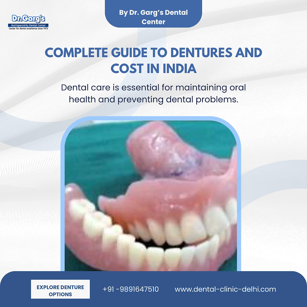 Complete Guide to Dentures and Cost in India by Dr. Garg’s Dental Center