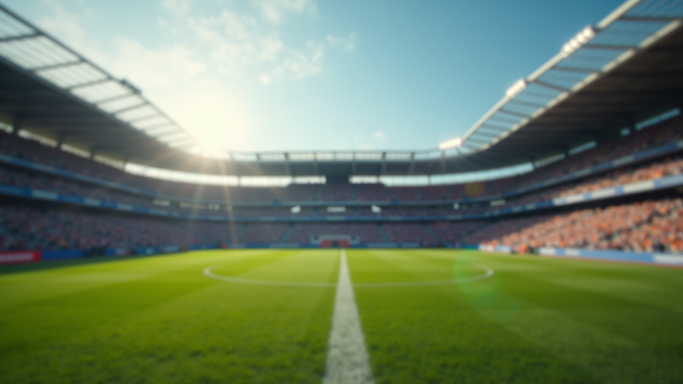 Wide angle view of a football field during a game