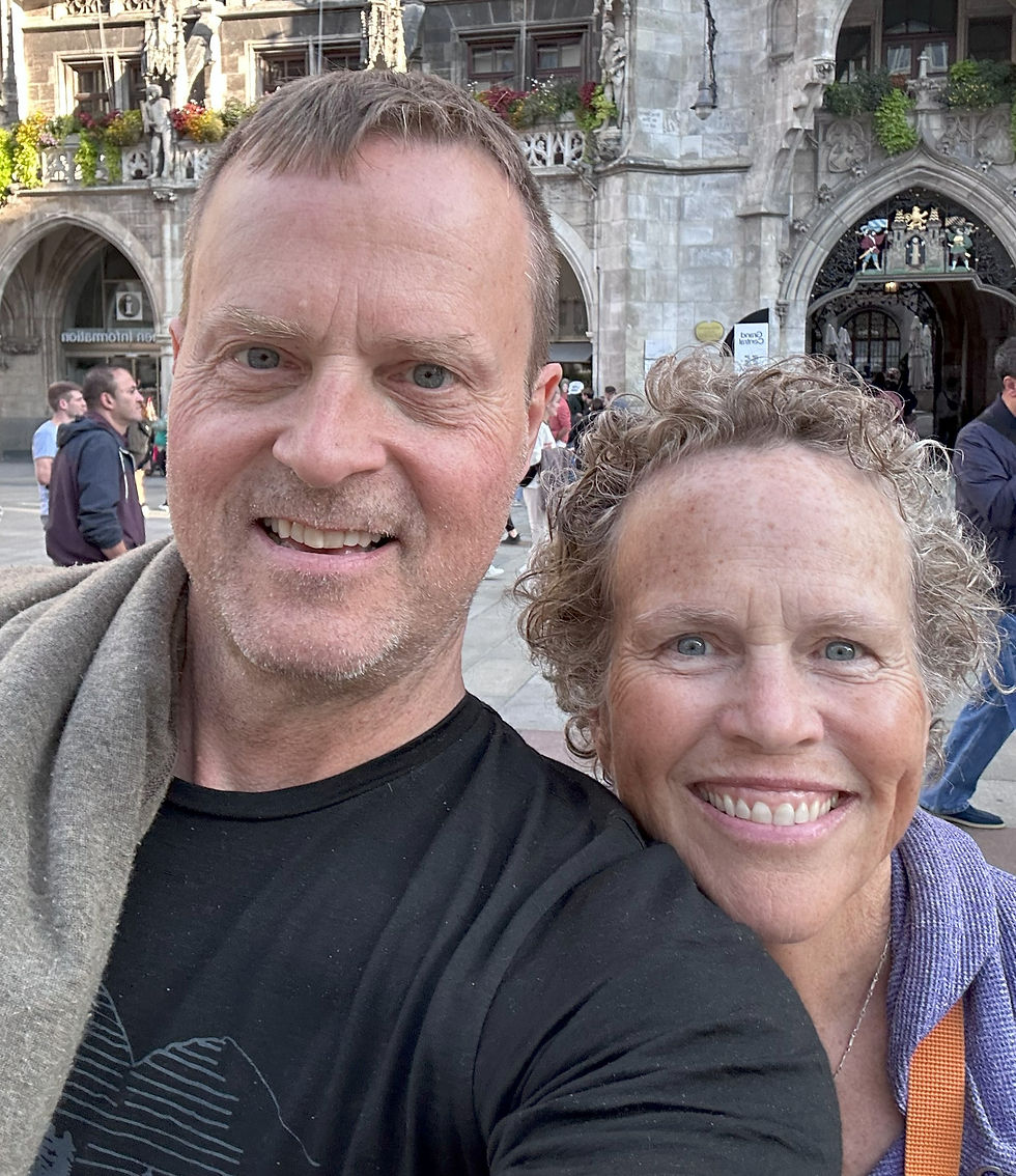 Still awake in Marienplatz after a long day of travel.