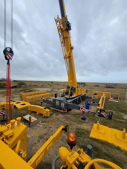 Crawler crane being assembled on jobsite for annual and pre-sale inspection services