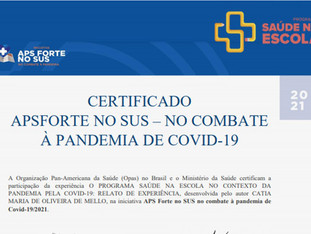 Dez trabalhos do PSE recebem prêmio APS Forte no SUS no combate à Covid-19
