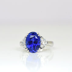GIA 6.20克拉 無燒緬甸藍寶 鑽石 戒