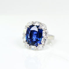 GIA 5.70克拉 無燒緬甸藍寶 鑽石 戒