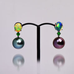 雙色南洋珠蛋白石耳環
