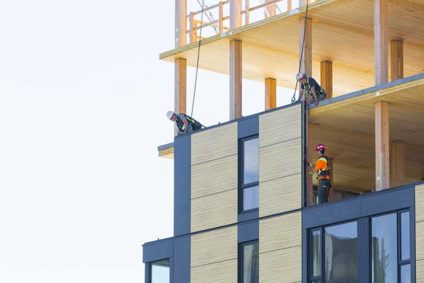 Construção da residência estudantil Brock Commons em Vancouver (UBC)