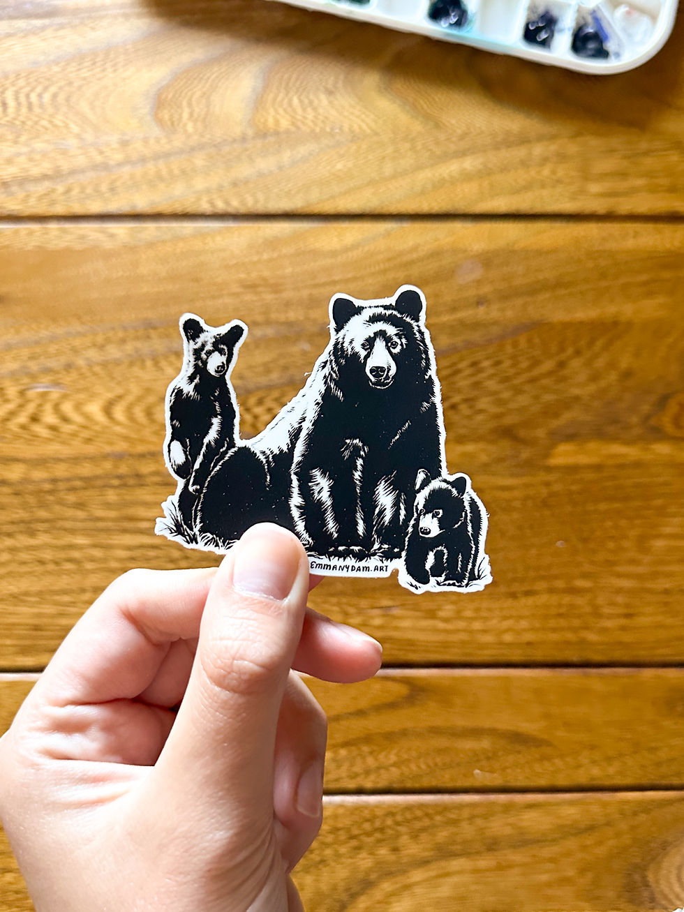 Thumbnail: Boreal Forest: Black Bear & Cubs - 3" vinyl sticker