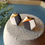 Thumbnail: 'Monochrome and Gold' Hexagon, Porcelain and Stirling Silver Earrings.