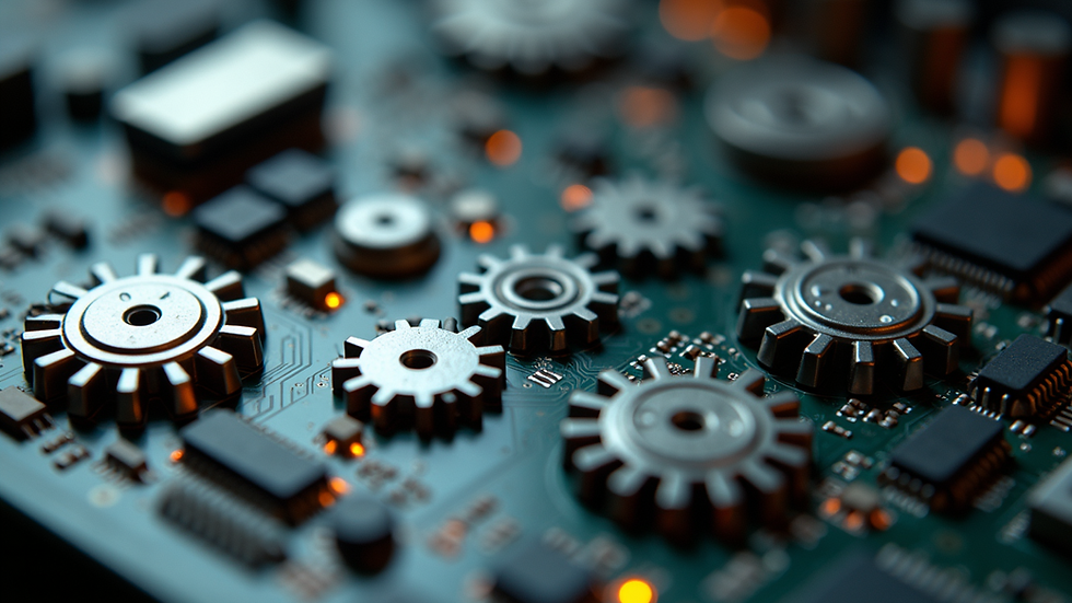 Close-up view of STEM box components including gears and circuit boards