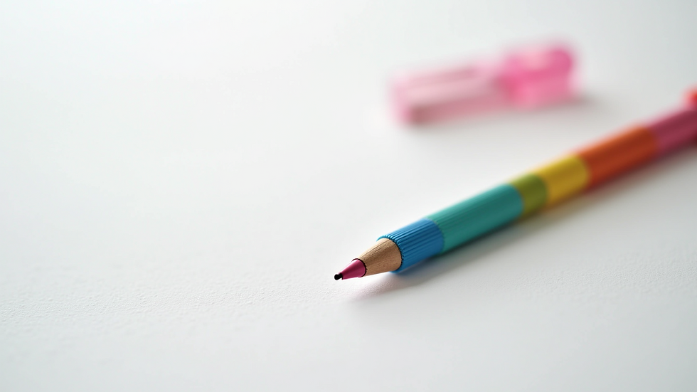 High angle view of a colorful 3D printing pen on a white background