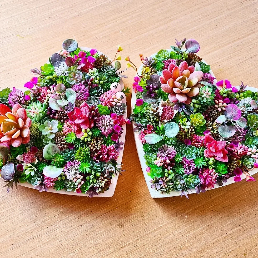 Unique Moss Heart Faux Artificial Succulents Living Wall Garden Art Handmade