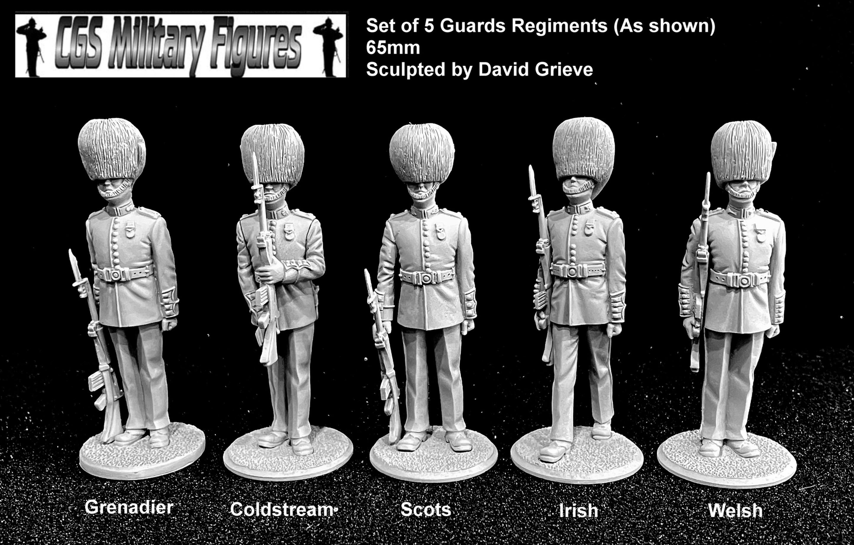 DFG Set 1 5x figures Regiments of Guards, 65mm Sculpted by David Grieve