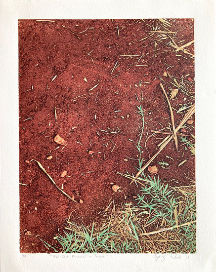reduction linocut of red dirt