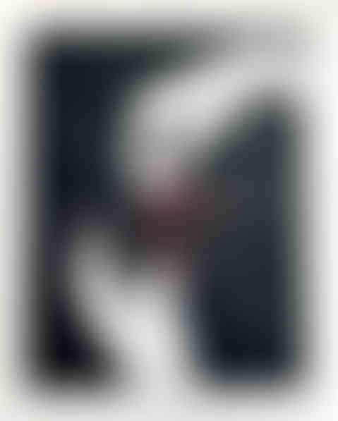 linocut relief print in black and red ink depicting the myth of Pandora's box