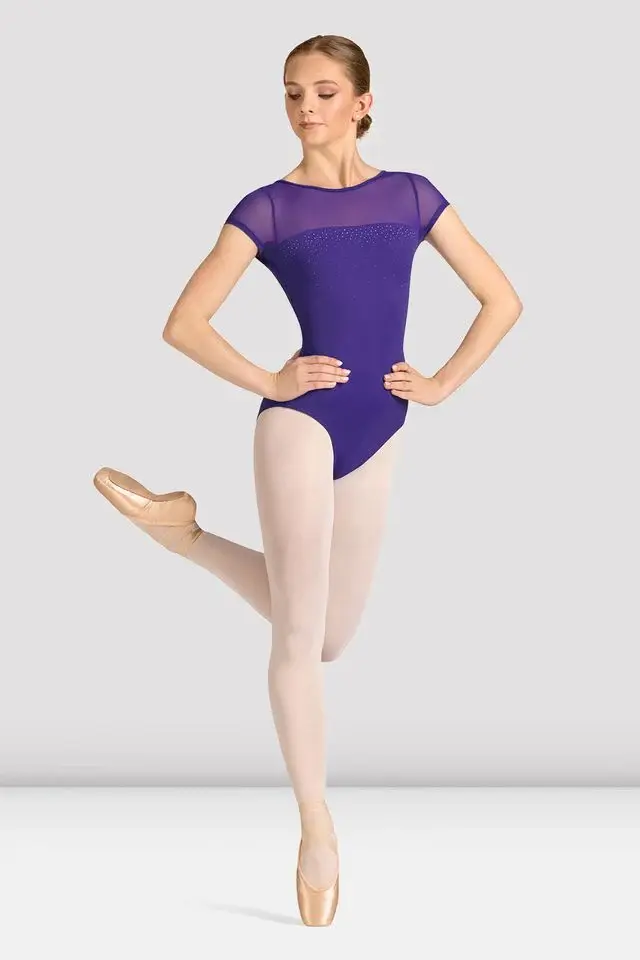 Ladies Mirella Celeste Short Sleeve Printed Leotard M20009LM Violet